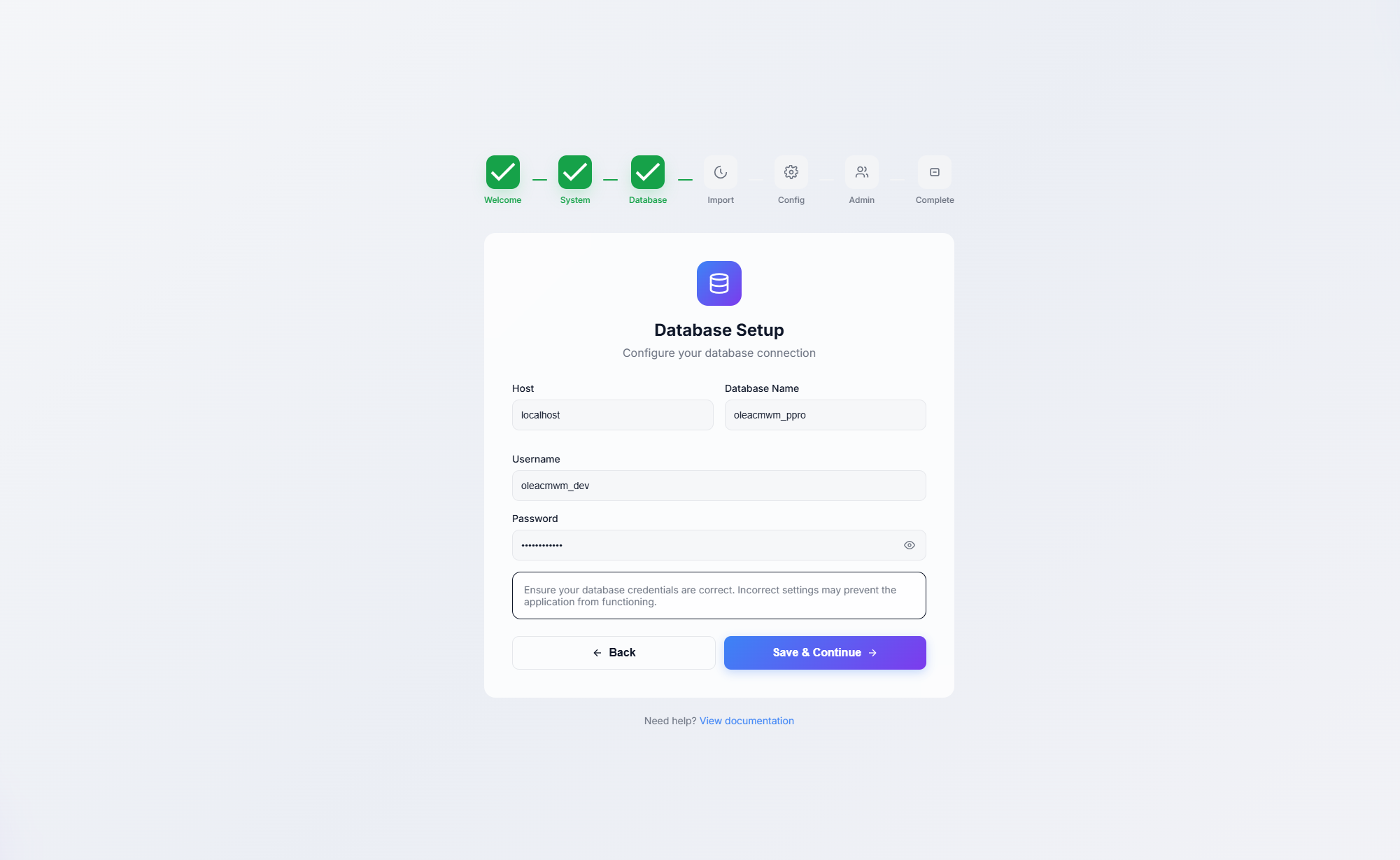 Database Configuration