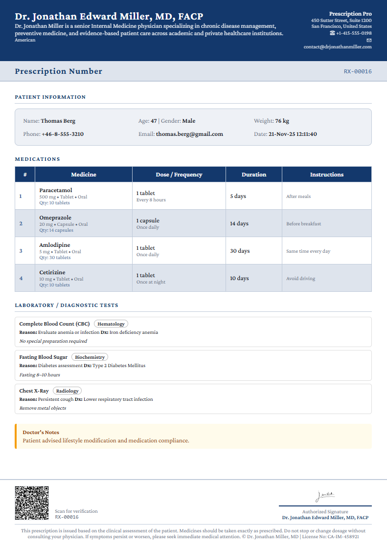 Prescription Template